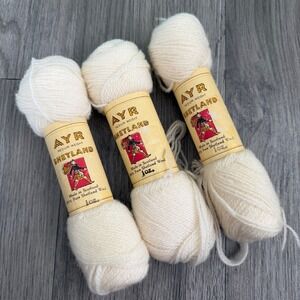 Shetland 100% Pure Wool Yarn Lot of 3 Cream Color 3684 Scotland Vintage AYR